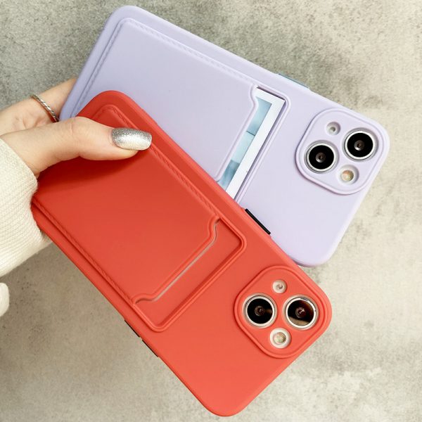 Wallet Card Holder Soft Silicone Case For Apple iPhone Series