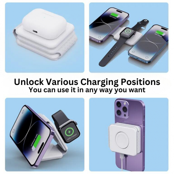 3 in 1 Foldable MagSafe Charger for Apple iPhone, Watch and AirPods