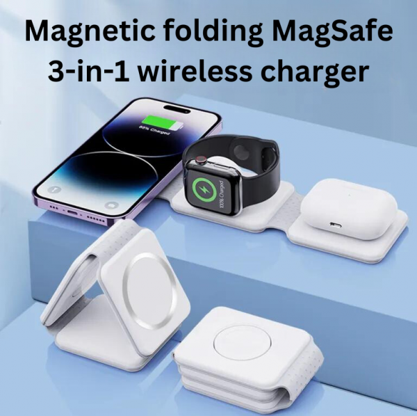 3 in 1 Foldable MagSafe Charger for Apple iPhone, Watch and AirPods