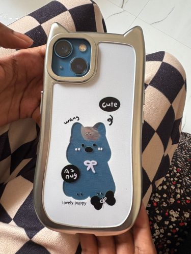 Silver Plated Puppy Case For Apple IPhone Series photo review