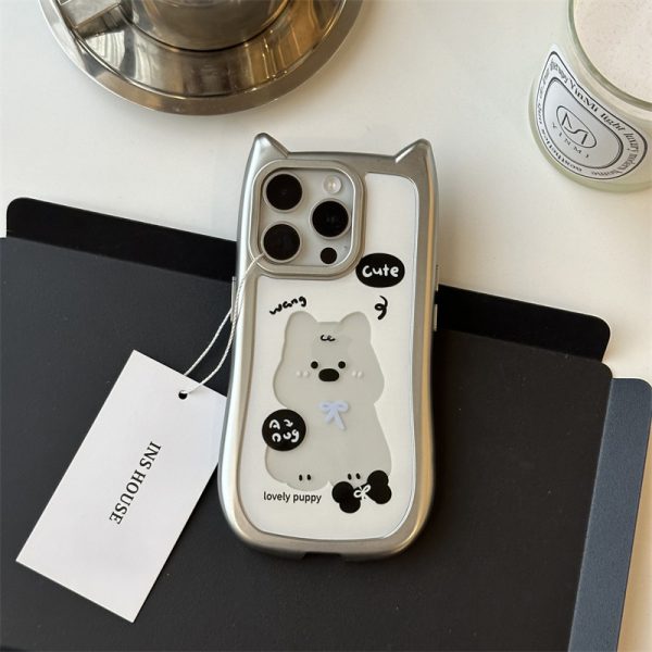 Silver Plated Puppy Case For Apple IPhone Series