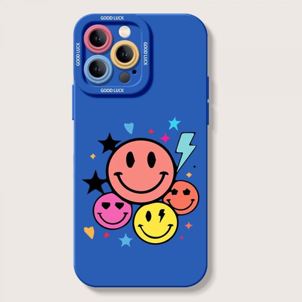 Colorful Happy Faces Silicone Case for Apple iPhone Series