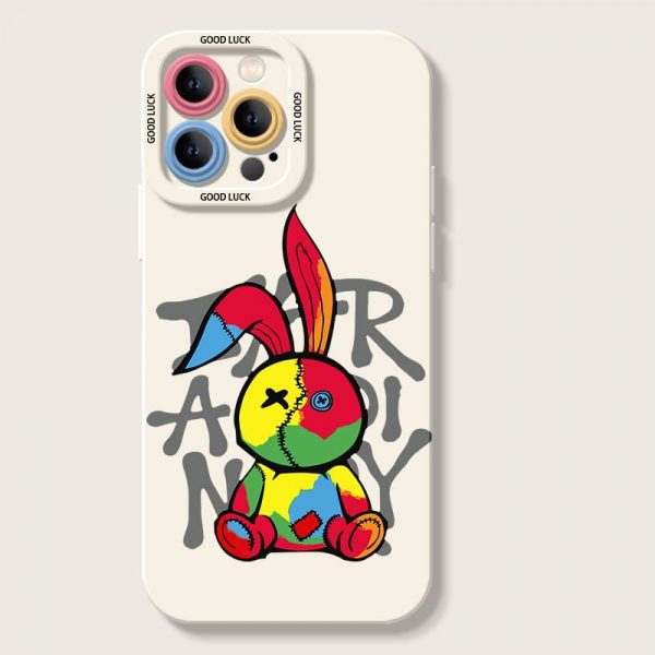 Colorful Patchwork Bunny Silicone Case for Apple iPhone Series