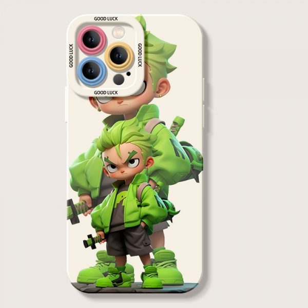 Vibrant Green Gamer Kid Silicone Case for Apple iPhone Series