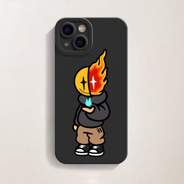 Fiery Character in Hoodie Silicone Case for Apple iPhone Series