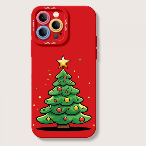 Festive Christmas Tree Silicone Case for Apple iPhone Series