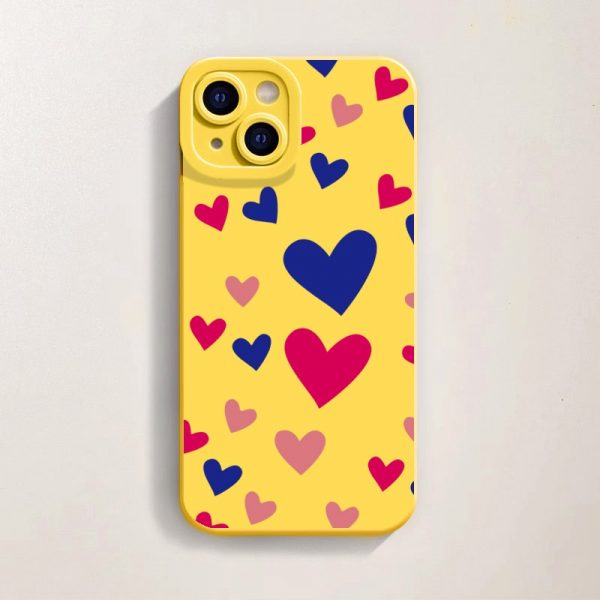 Colorful Hearts Yellow Bliss Silicone Case for Apple iPhone Series