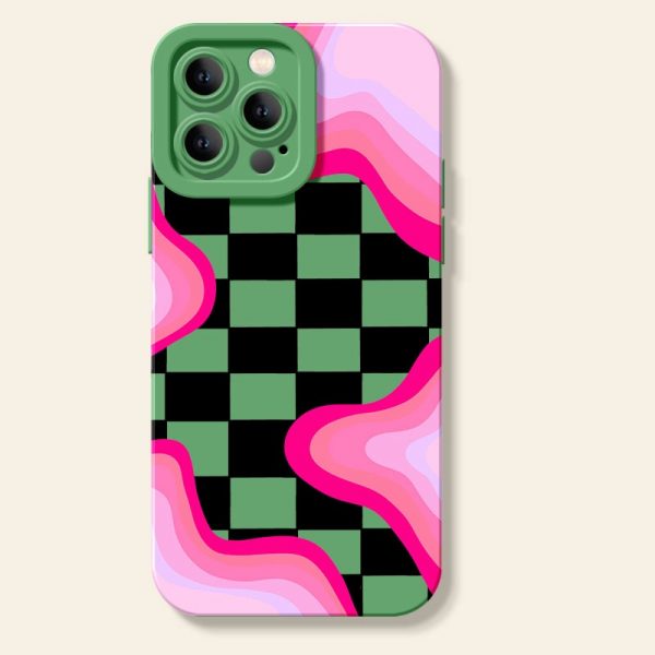 Groovy Checkerboard Swirl Silicone Case for Apple iPhone Series