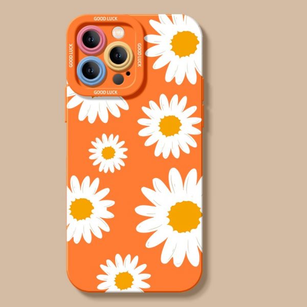 Daisy Delight Orange Silicone Case for Apple iPhone Series