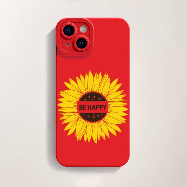 Be Happy Sunflower Red Silicone Case for Apple iPhone Series
