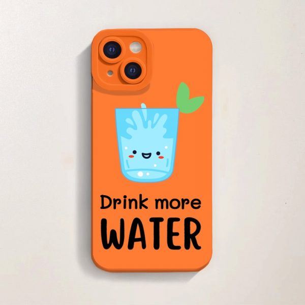 Hydration Reminder Cheerful Orange Silicone Case for Apple iPhone Series