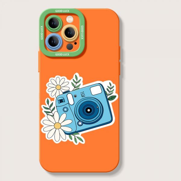 Retro Camera and Daisy Charm Silicone Case for Apple iPhone Series