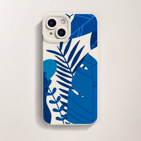 Tropical Blue Foliage Silicone Case for Apple iPhone Series