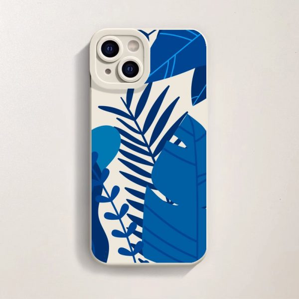 Tropical Blue Foliage Silicone Case for Apple iPhone Series