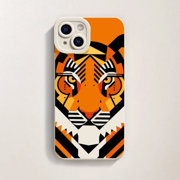 Geometric Tiger Roar Silicone Case for Apple iPhone Series