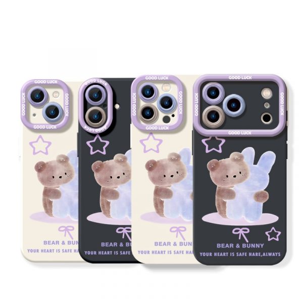 Bear & Bunny Cuddle Charm Silicone Case for Apple iPhone Series