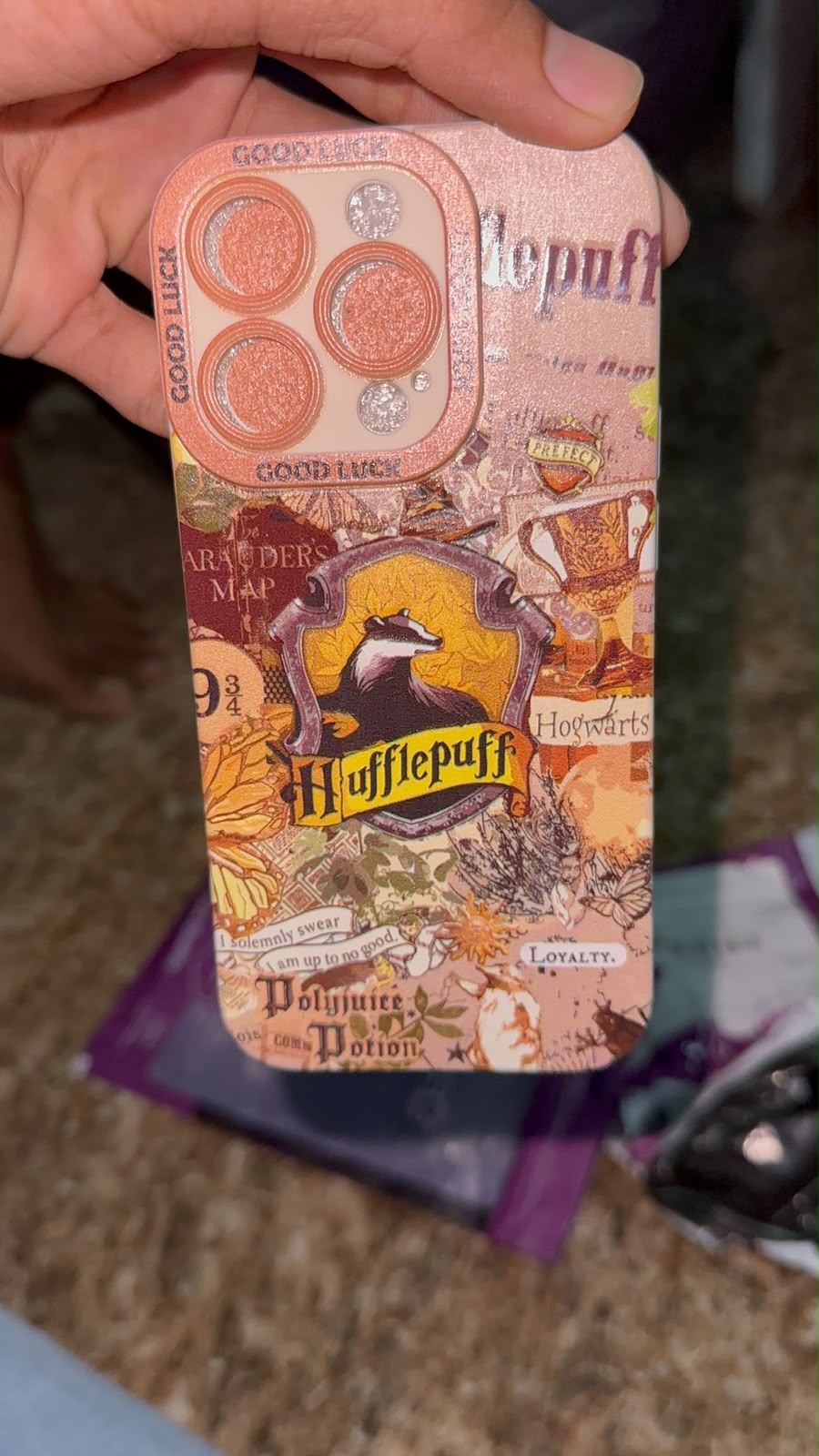 Customer photo of Hufflepuff Magic Collage Silicone Case for Apple iPhone Series
