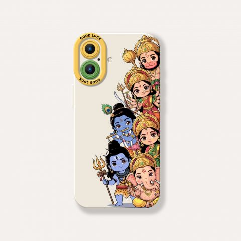 Playful Deities Illustration Silicone Case for Apple iPhone Series
