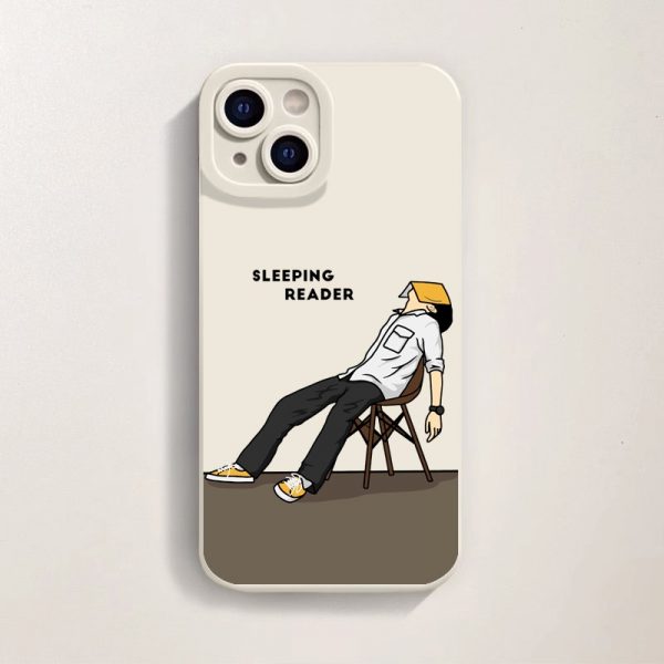 Relaxed Reader Cartoon Silicone Case for Apple iPhone Series