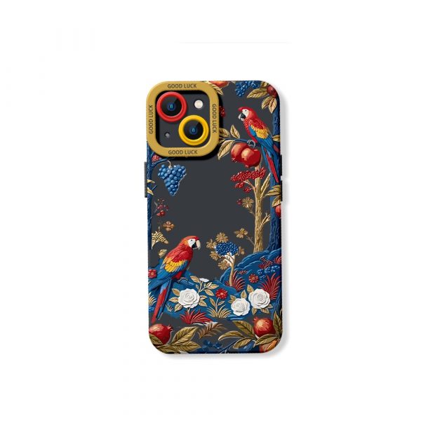 Tropical Parrot Elegance Vibrant Silicone Case for Apple iPhone Series