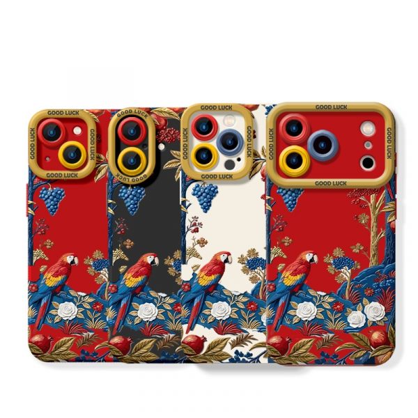 Tropical Parrot Elegance Vibrant Silicone Case for Apple iPhone Series