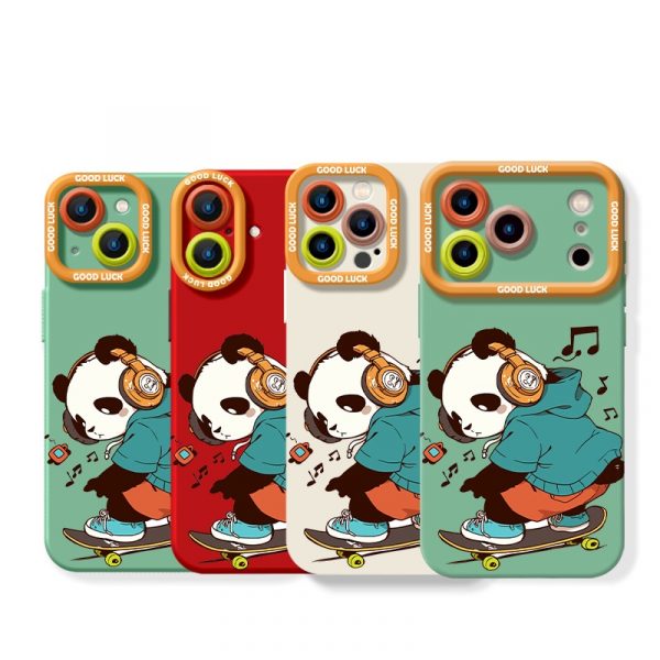 Skateboarding Panda Groove Silicone Case for Apple iPhone Series