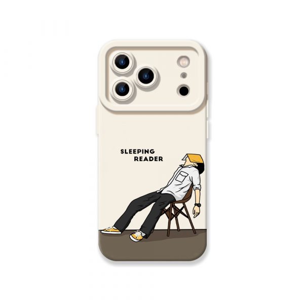 Relaxed Reader Cartoon Silicone Case for Apple iPhone Series