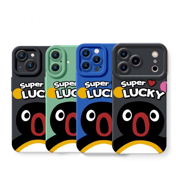 Super Lucky Penguin Charm Silicone Case for Apple iPhone Series