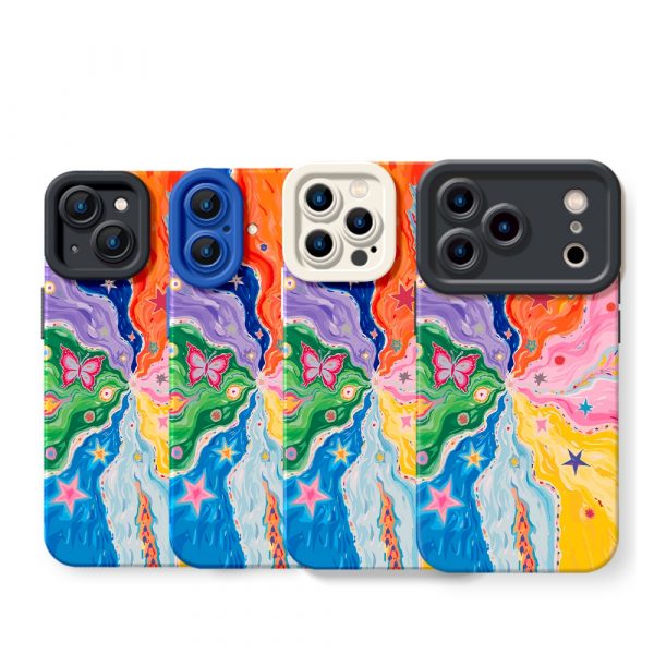 Vibrant Starburst Butterfly Silicone Case for Apple iPhone Series