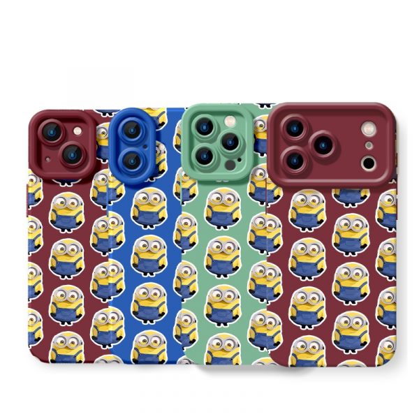 Cheerful Cartoon Buddies Pattern Silicone Case for Apple iPhone Series