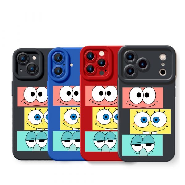 Playful Cartoon Faces Silicone Case for Apple iPhone Series