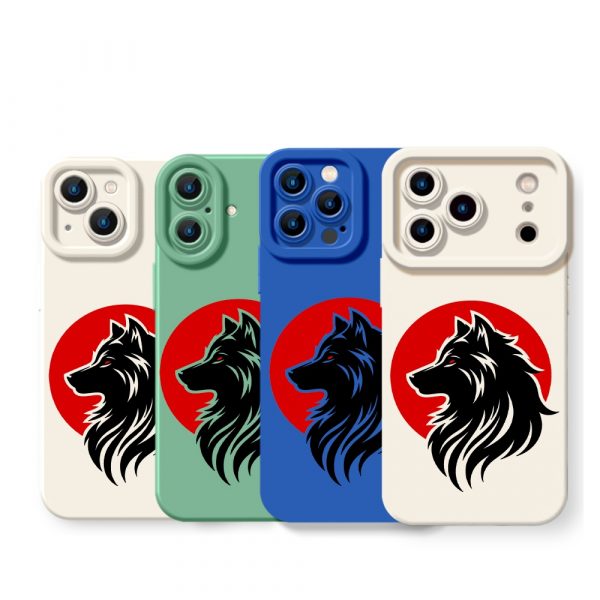Howling Wolf in Crimson Moon Silicone Case for Apple iPhone Series