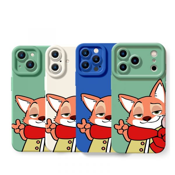 Fox Charm Green Silicone Case for Apple iPhone Series