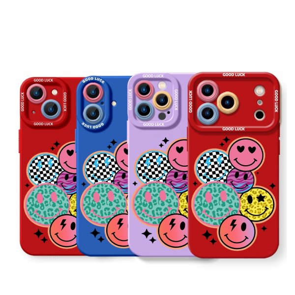 Vibrant Smiley Collage Silicone Case for Apple iPhone Series