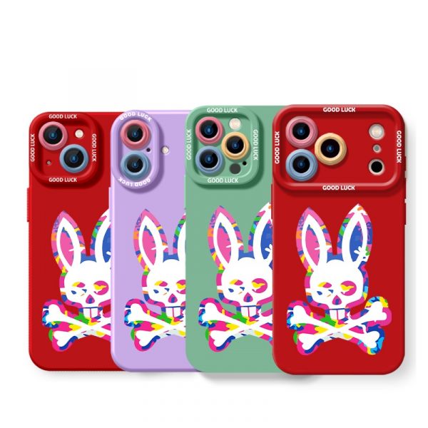 Colorful Bunny Skull Red Silicone Case for Apple iPhone Series