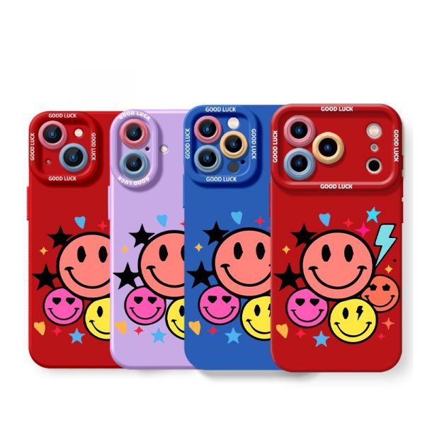 Colorful Happy Faces Silicone Case for Apple iPhone Series