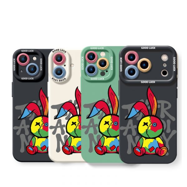 Colorful Patchwork Bunny Silicone Case for Apple iPhone Series