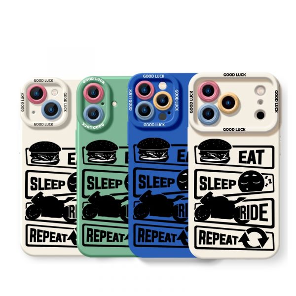 Eat Sleep Ride Repeat Graphic Silicone Case for Apple iPhone Series