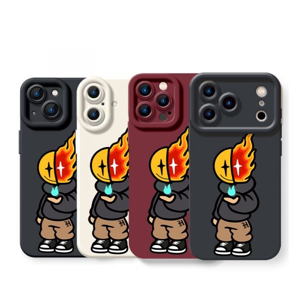 Fiery Character in Hoodie Silicone Case for Apple iPhone Series