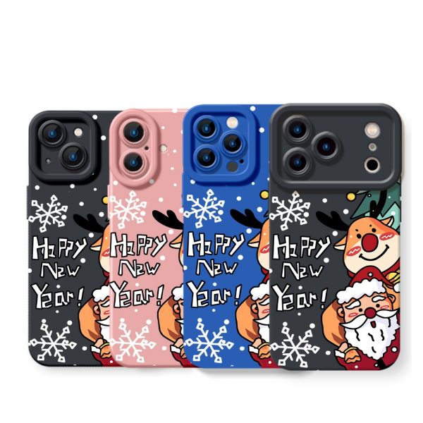 Jolly Santa and Reindeer Festive Silicone Case for Apple iPhone Series
