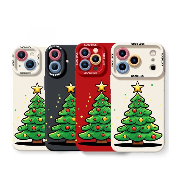 Festive Christmas Tree Silicone Case for Apple iPhone Series