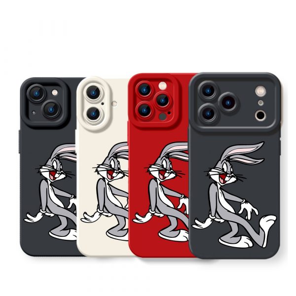 Playful Cartoon Rabbit Silicone Case for Apple iPhone Series