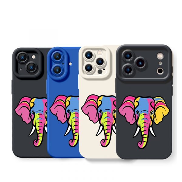 Colorful Elephant Splash Silicone Case for Apple iPhone Series