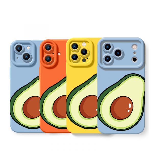 Colorful Avocado Art Silicone Case for Apple iPhone Series