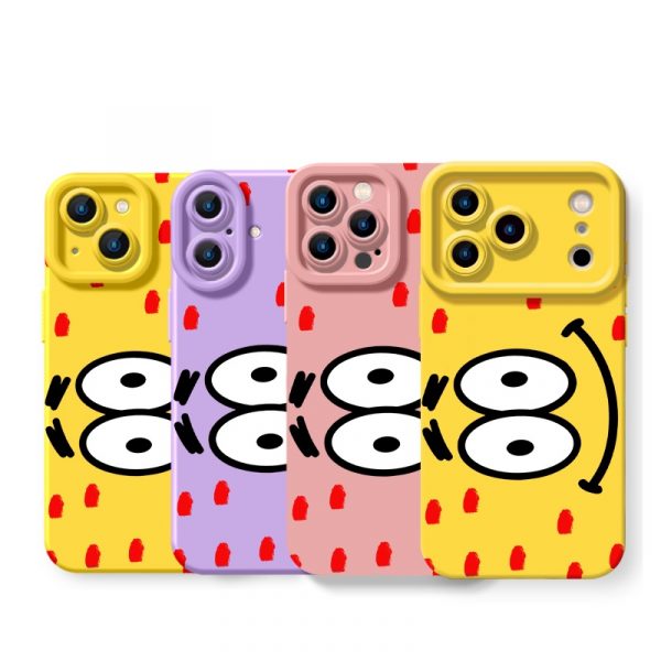 Cheerful Cartoon Smiley Silicone Case for Apple iPhone Series