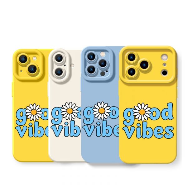 Daisy Good Vibes Blue Silicone Case for Apple iPhone Series