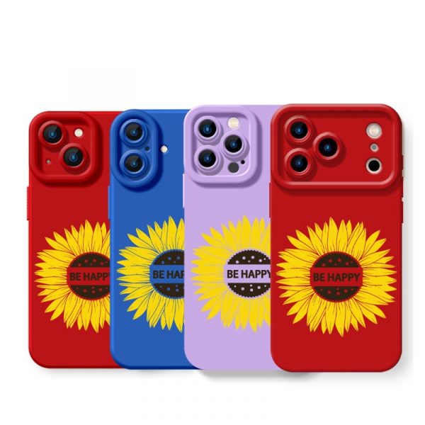 Be Happy Sunflower Silicone Case for Apple iPhone Series