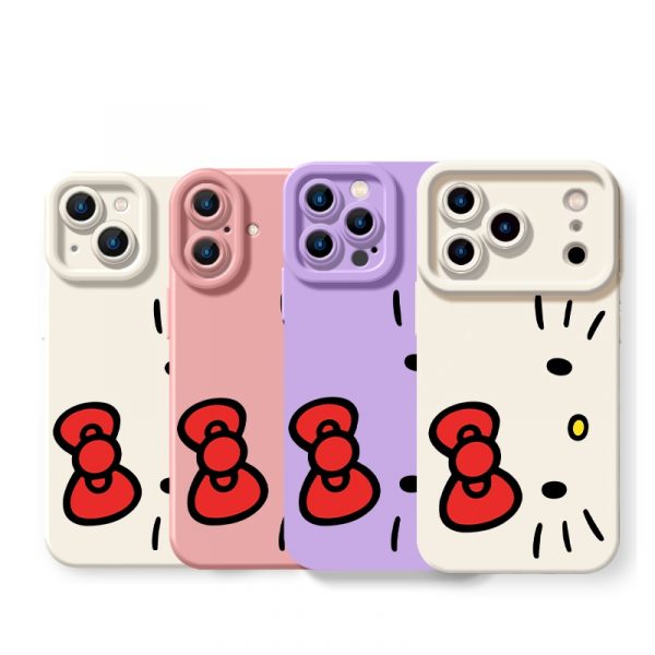 Cute Bow & Whiskers Silicone Case for Apple iPhone Series