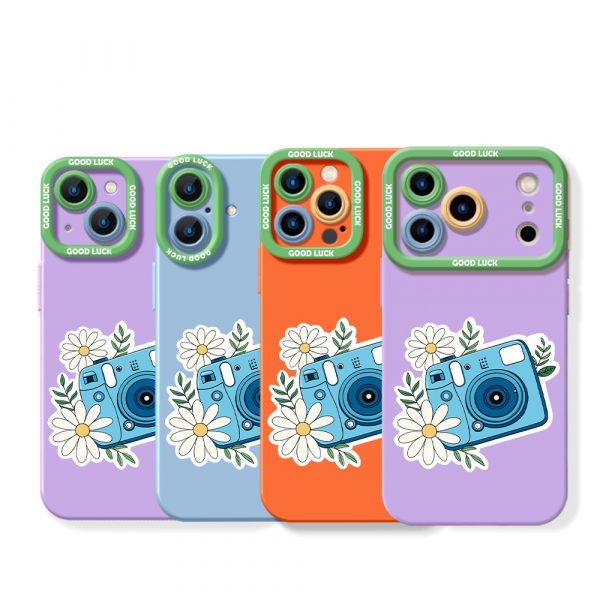 Retro Camera and Daisy Charm Silicone Case for Apple iPhone Series