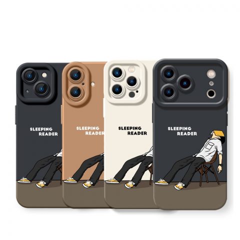 Relaxed Reader Cartoon Silicone Case for Apple iPhone Series